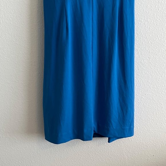 New York And Company Cap Sleeve Wrap Front Dress Fully Lined Blue Size Large - Picture 8 of 12